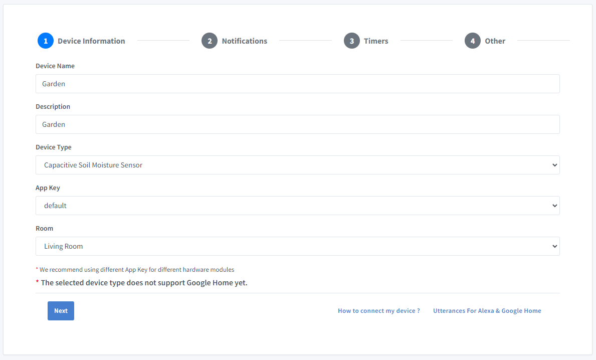 Sinric Pro create device alexa