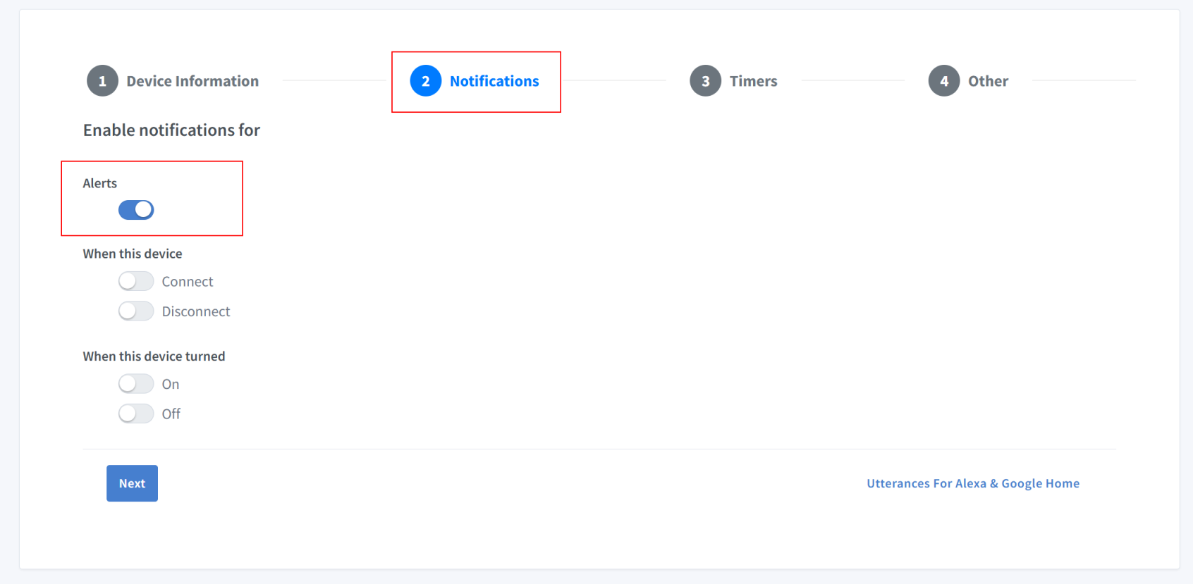 Sinric Pro Device Template Setting capabilities