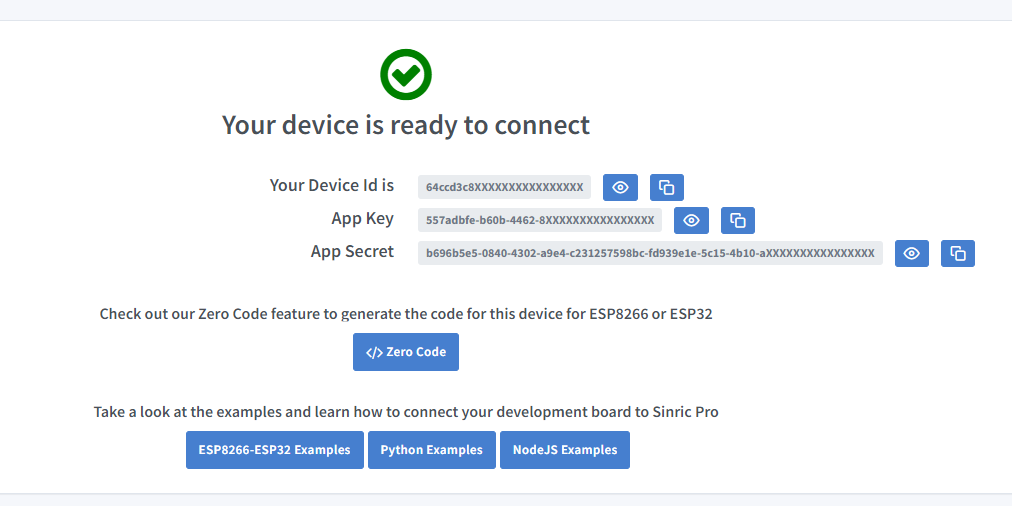 Sinric Pro copy device id