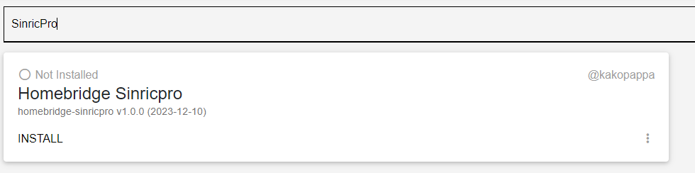 Homebridge-SinricPro plugin installtion