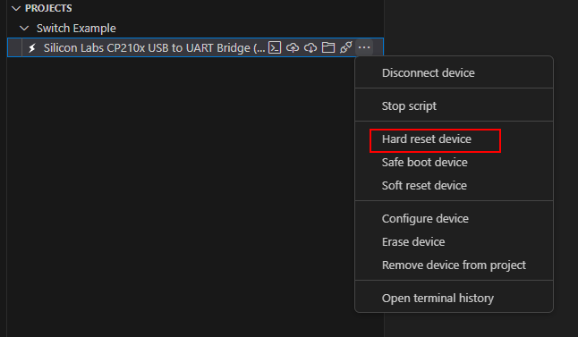 Sinric Pro pymark hard reset device