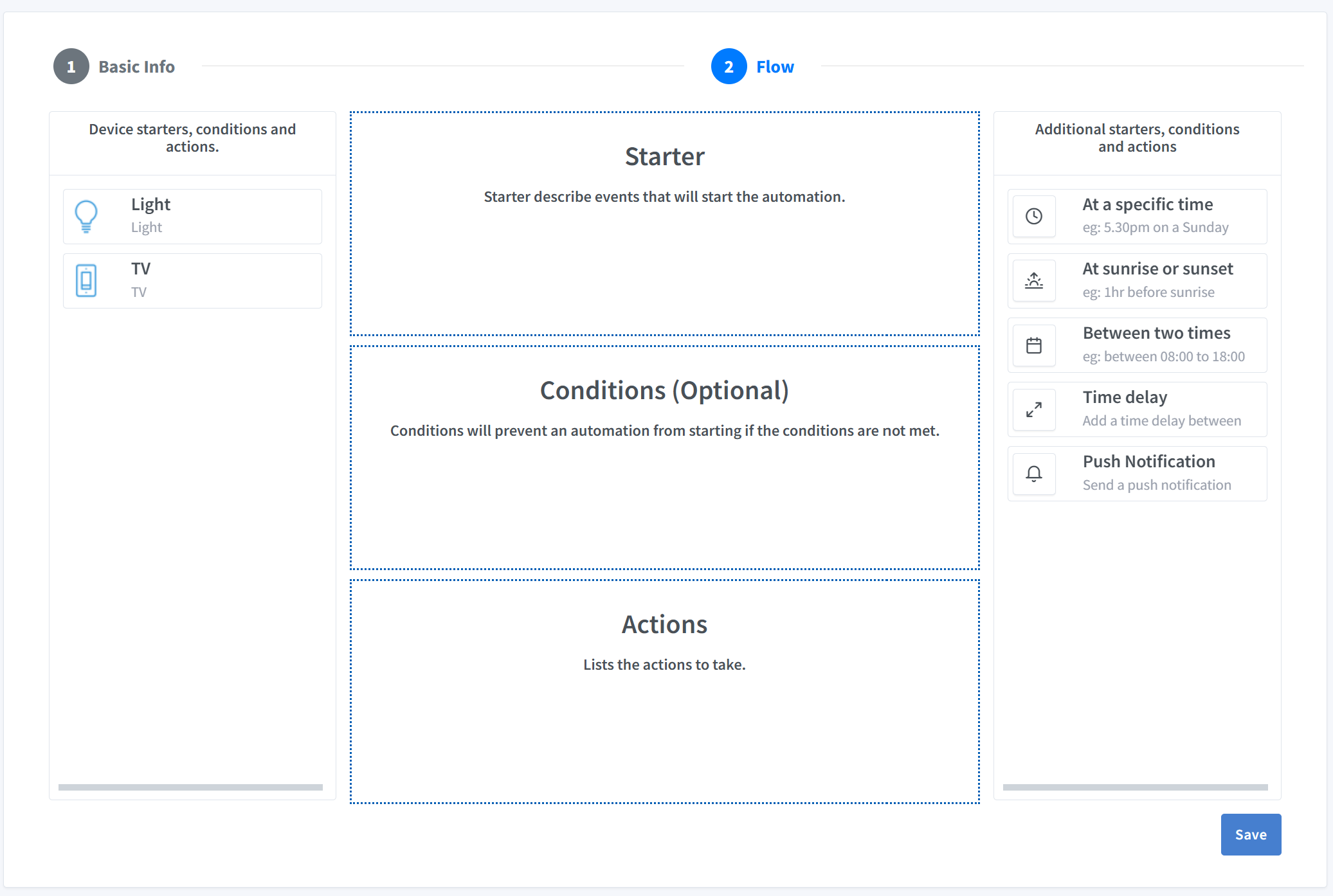 Sinric Pro automation creation flow