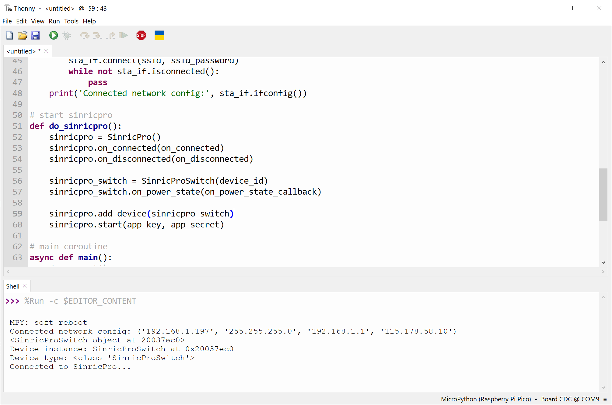 Sinric Pro MicroPython Connected