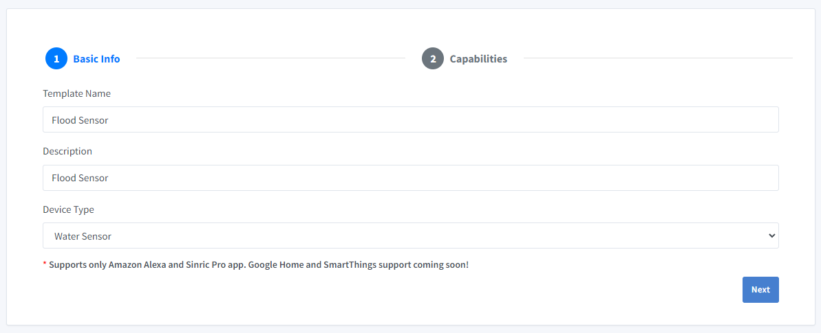 Sinric Pro capacitive soil moisture sensor device template