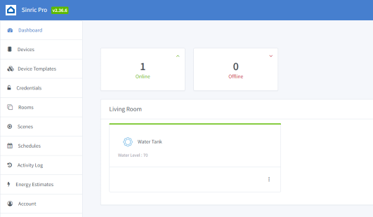 Sinric Pro Alexa HC-SR04 portal