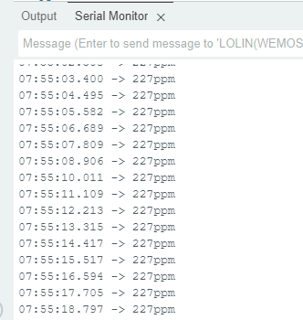 Sinric Pro mq135 test reading