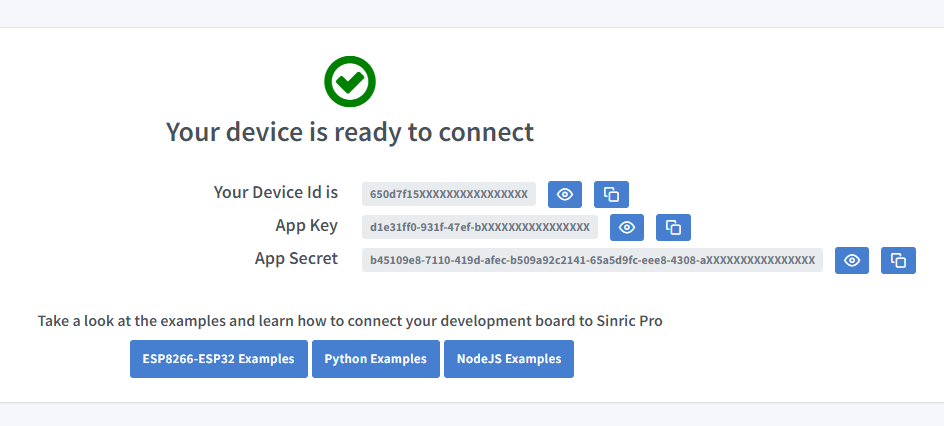 Sinric Pro copy device id