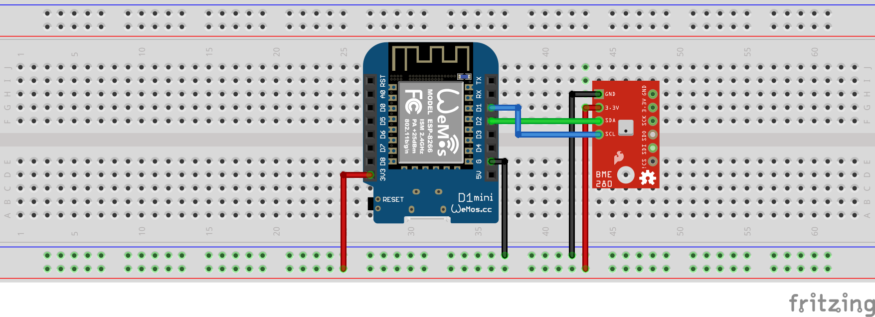 Sinric Pro ESP32 I2C BME280 Wiring